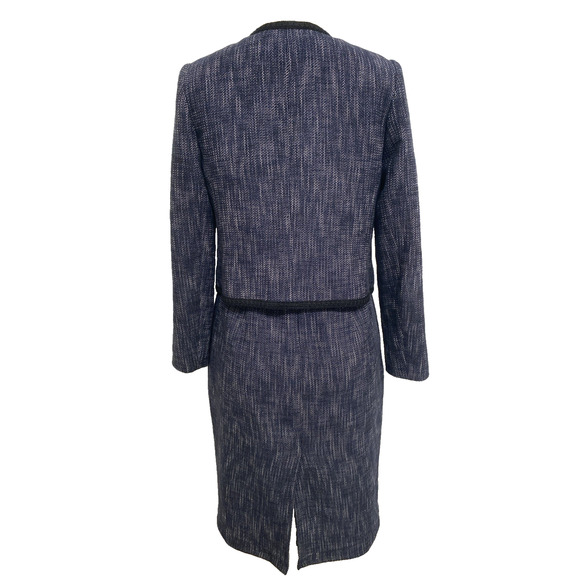 HOBBS Natalie Dress Sleeveless Tweed Navy Blue Jacket Blazer Set Suit Sheath M - Picture 4 of 12